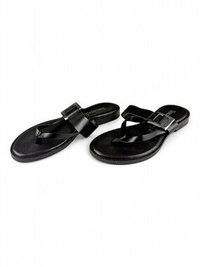 Toscanella Black Thong Sandals w/ Buckle US 8.5